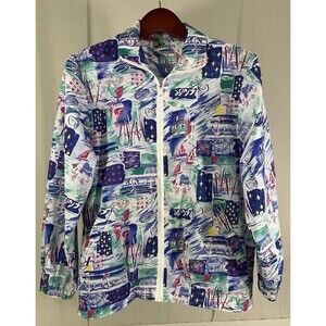 Koret VTG 90s Colorful Nautical Cruise Print Jacket Women's Sz XL* See Photos